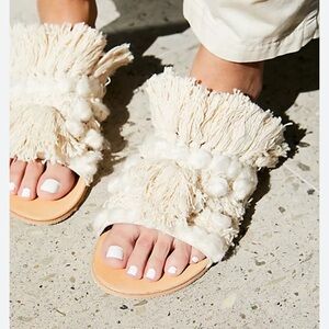 Free People Cream Mars at night slide sandal size 8